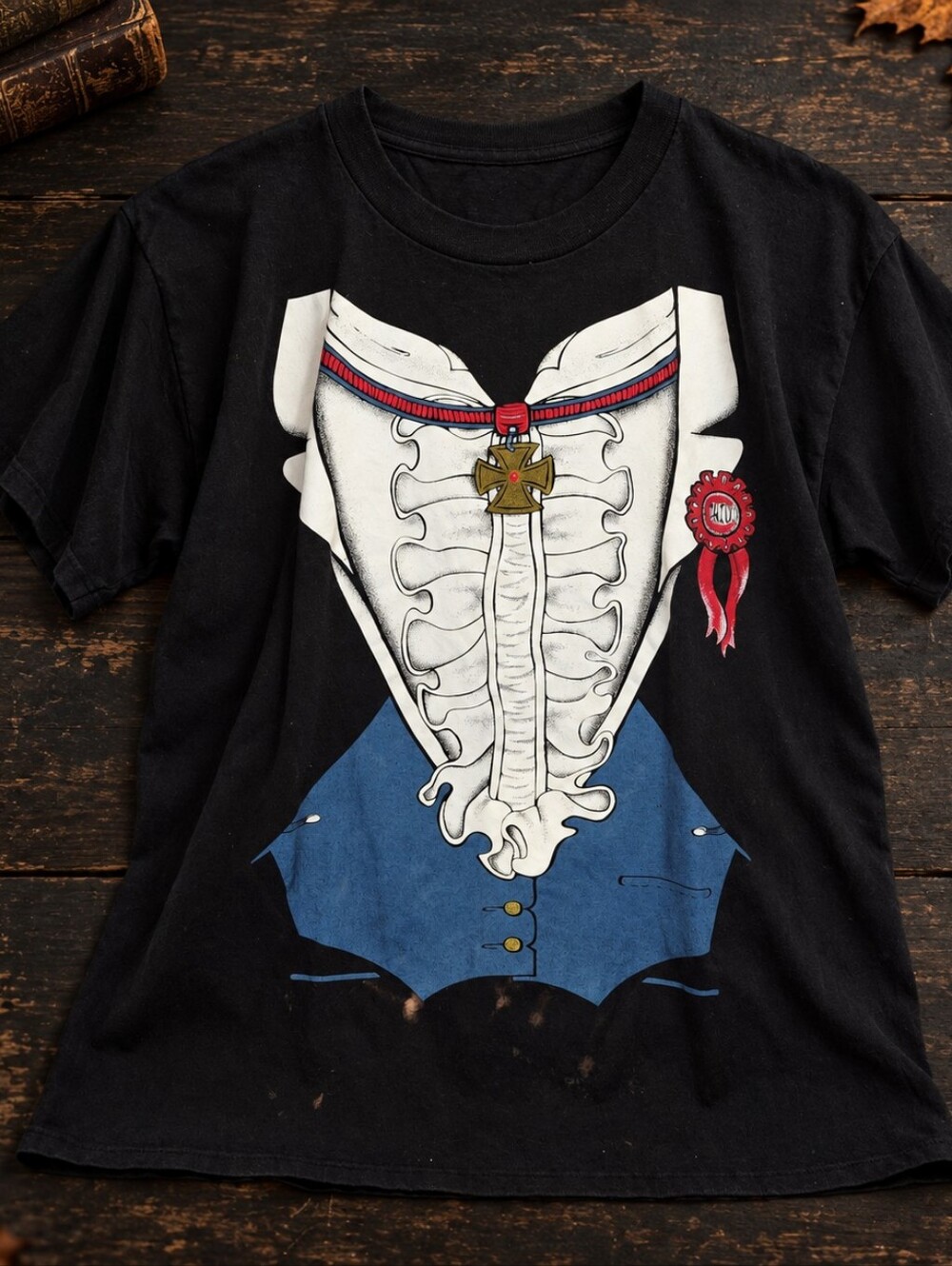 Vintage 90s Dracula Skeleton Tuxedo T-Shirt XL